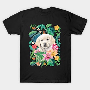 Tropical Golden Retriever Puppy 7 T-Shirt